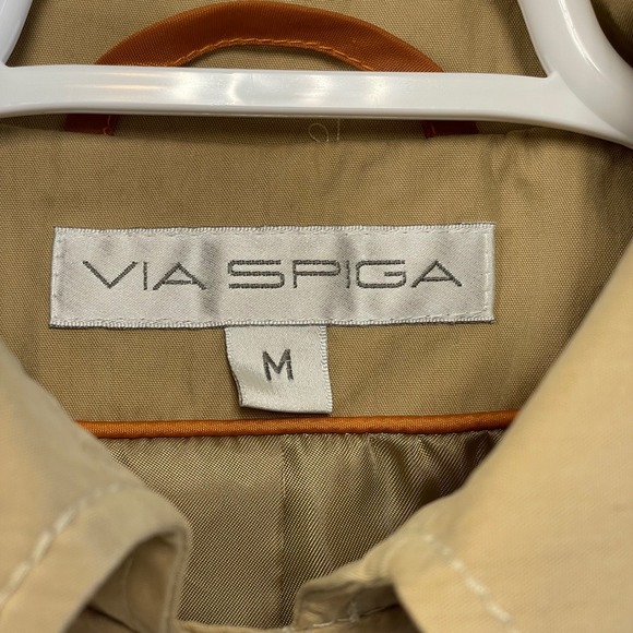 Via Spiga Womens Tan Belted Trench Coat Pleated Skirt Jacket Khaki Size Medium - Picture 3 of 11